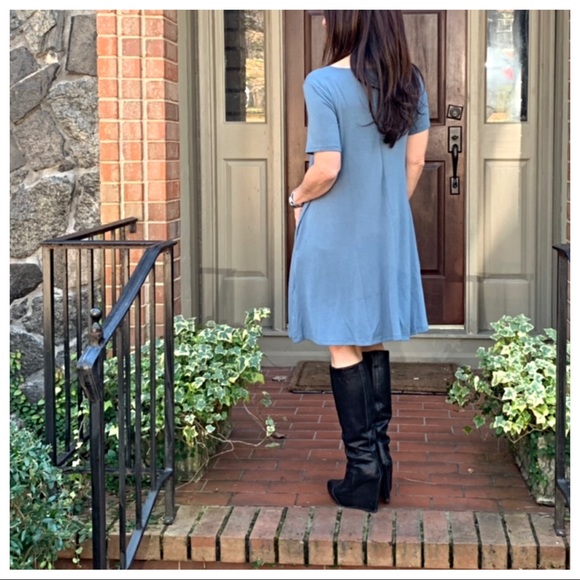 ✨LAST ONE✨Ash blue side pocket swing dress - Picture 5 of 7